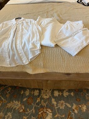 Frank & Eileen Pants, Linen Button-Down Shirt Gap, Athelta White wide leg pant